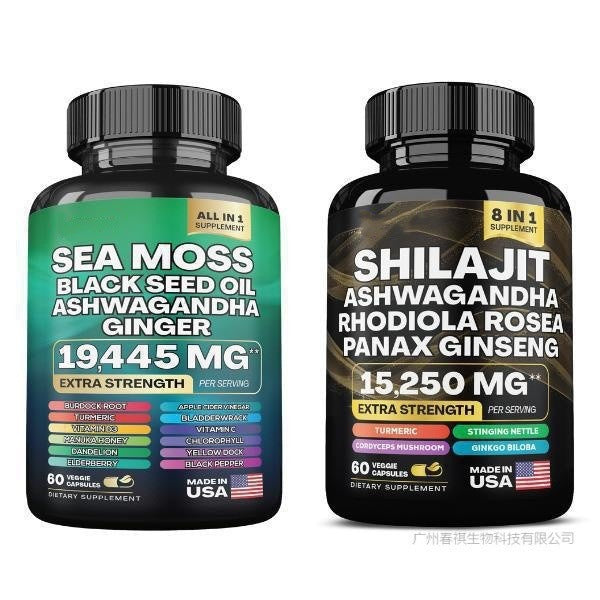 Green Seamoss & Shilajit Capsules - Elemental Vitality from Ocean & Mountain
