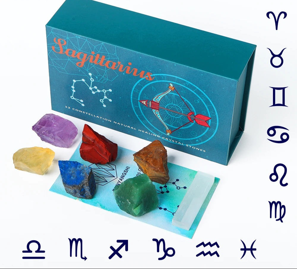 Zodiac Gem Box - 12 Constellation Crystal Set Gift