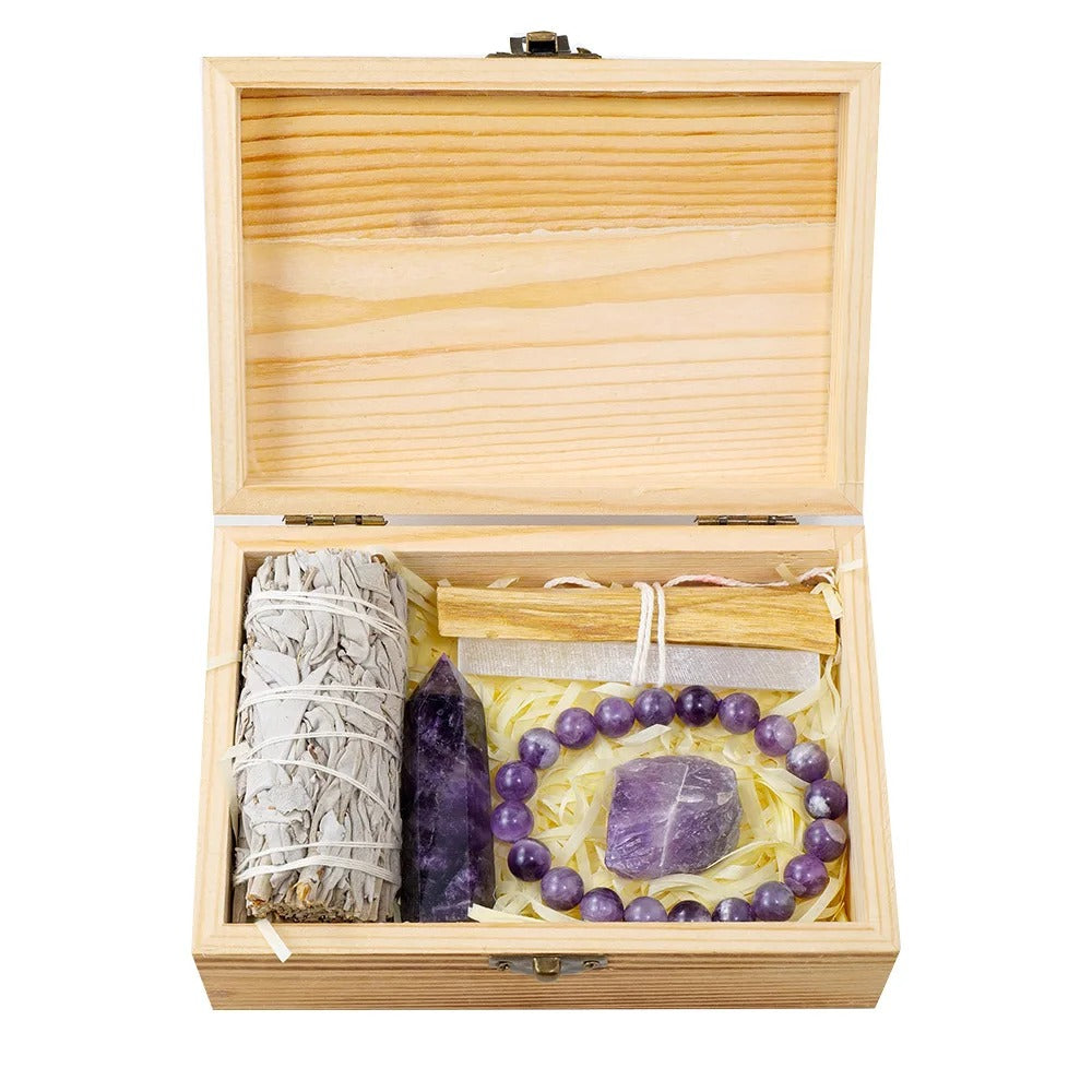 Crystal Ritual Gift Box – Amethyst, Rose Quartz or Chakra Set