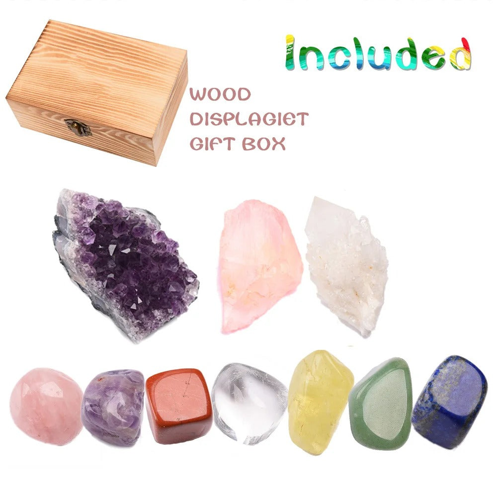 Crystal Ritual Gift Box – Amethyst, Rose Quartz or Chakra Set